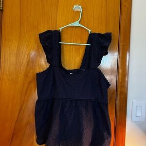 Torrid Dark Blue Eyelet Blouse